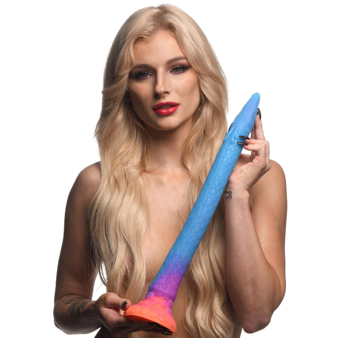 Sea Snake Fantasy Anal Hose, glowing silicone anal toy with suction cup base and strap-on compatibility.
glowing silicone dildo, mystical anal toy, aquatic creature anal dildo, harness-compatible anal toy, suction cup anal toy, long insertable dildo, phthalate-free silicone anal toy, glittery fantasy dildo, mythical anal toy.