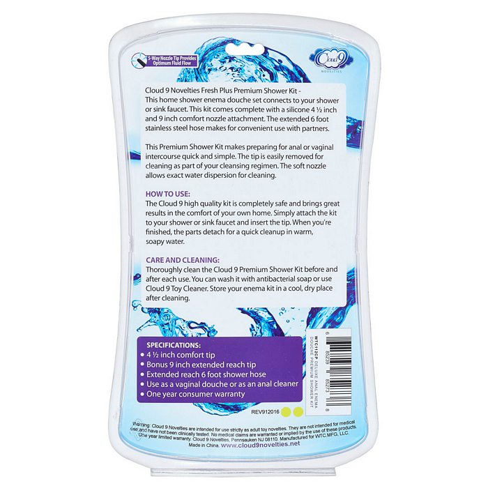 Cloud 9: Fresh+ Deluxe Anal Enema Premium Shower Kit with 2 Tips & 6 Ft Hose