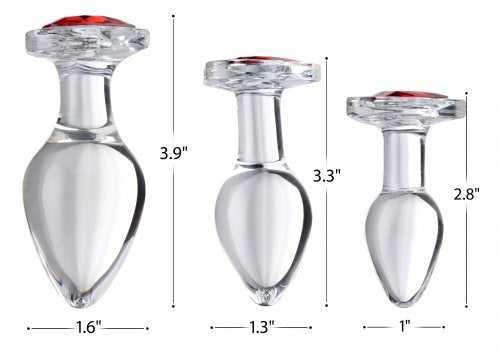 Booty Sparks: Red Heart Glass Anal Plug Set