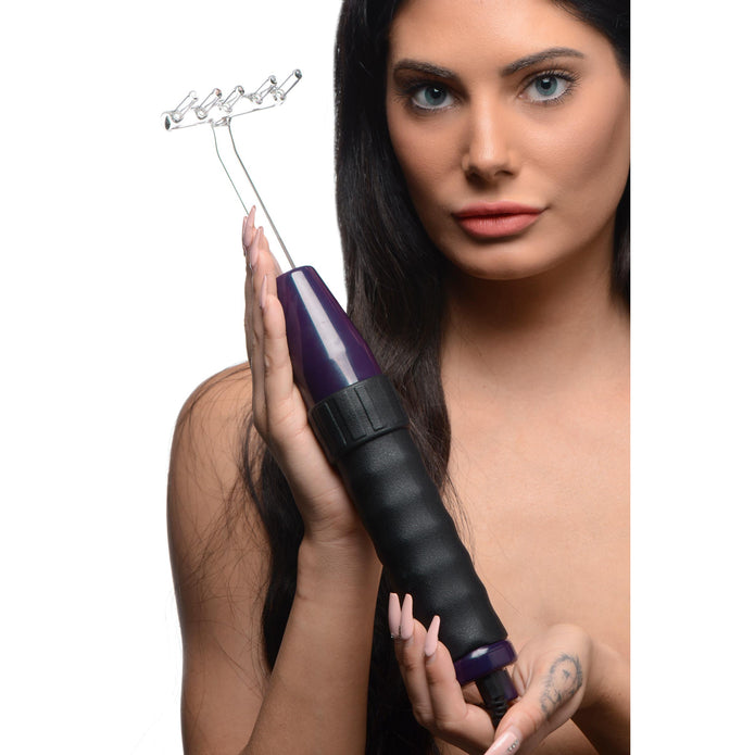 Zeus Deluxe Edition Twilight Violet Wand Kit with glowing glass attachments for customizable electrostimulation.
violet wand kit, electrostimulation wand, BDSM electrosex gear, light display sex toy, travel-friendly electro wand, glowing glass attachments, adjustable electrostimulation, silicone handle wand, Zeus Electrosex