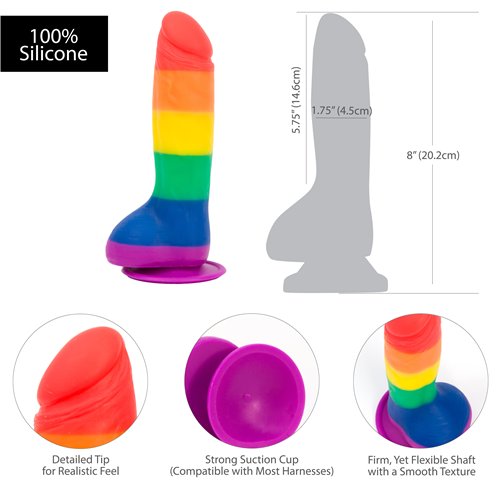 Addiction 100% Silicone Justin Rainbow 8" Dildo