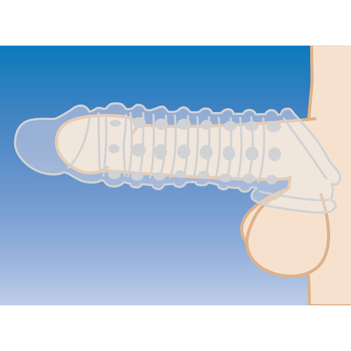 Penis enhancer sleeve collection adds length, girth, and stimulation with textured designs and phthalate-free TPR material.