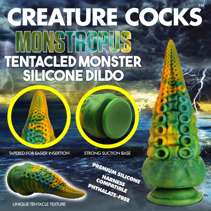 Creature Cocks Monstropus Tentacled Monster Silicone Dildo - Blue/Green/Yellow
tentacle dildo, octopus dildo, marbled silicone dildo, suction cup dildo, harness compatible toy, fantasy roleplay dildo, premium silicone dildo, realistic suckers, ribbed dildo, hands-free play