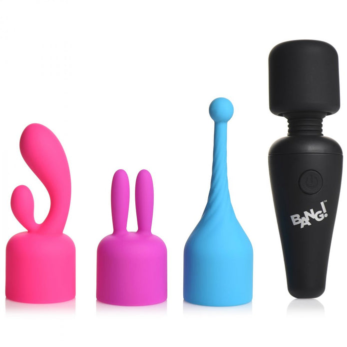 Bang! 10x Mini Wand Set Rechargeable Silicone Vibrator with 3 Attachme Medusas Bang! 10x Mini Wand Set Rechargeable Silicone Vibrator with 3 Attachme Medusas