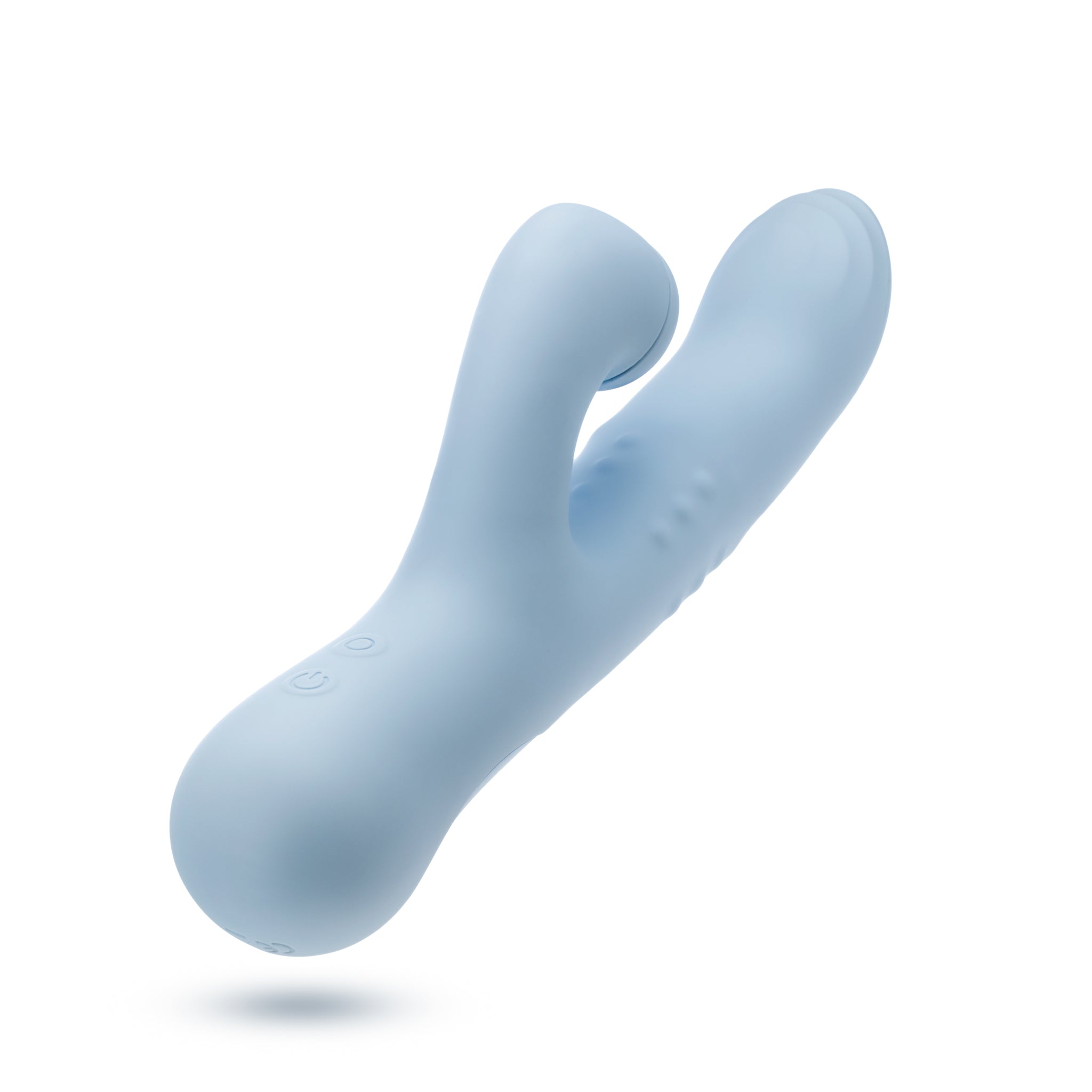 Blue dual-stimulation rabbit vibrator with sliding beads, come-hither motion, and clitoral massaging ball for waterproof play.
Keywords: rabbit vibrator, Devin vibrator, G-spot vibrator, clitoral stimulation, dual-stimulation, sliding beads vibrator, come-hither motion, waterproof vibrator, USB rechargeable, soft silicone, body-safe, 9.25-inch vibrator, massaging beads, clitoral thumper