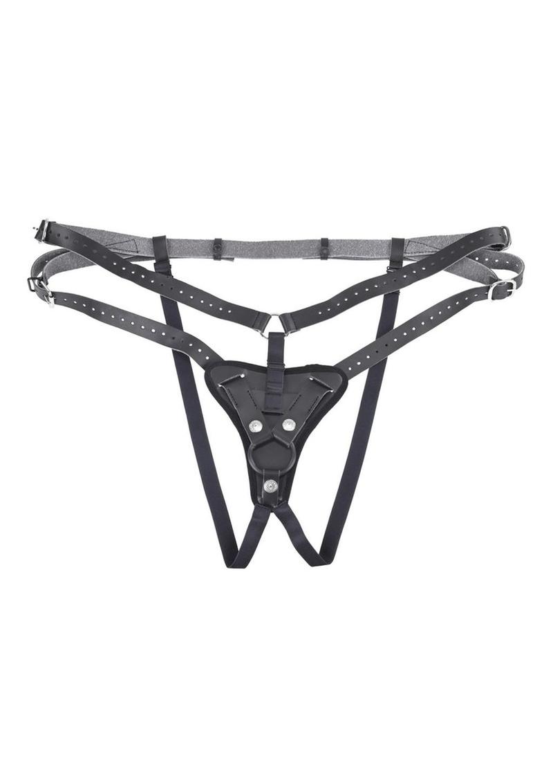 Aurora High Waisted Strap-On - Black Sportsheets Aurora High Waisted Strap-On Harness, black, 6-way adjustable straps, fits up to 60" hips, interchangeable O-ring, reinforced padding, comfortable and versatile.
high-waisted strap-on harness, Sportsheets harness, adjustable strap-on, interchangeable O-ring harness, oversized dildo harness, 6-way adjustable strap-on, reinforced strap-on harness, comfortable strap-on, BDSM harness.