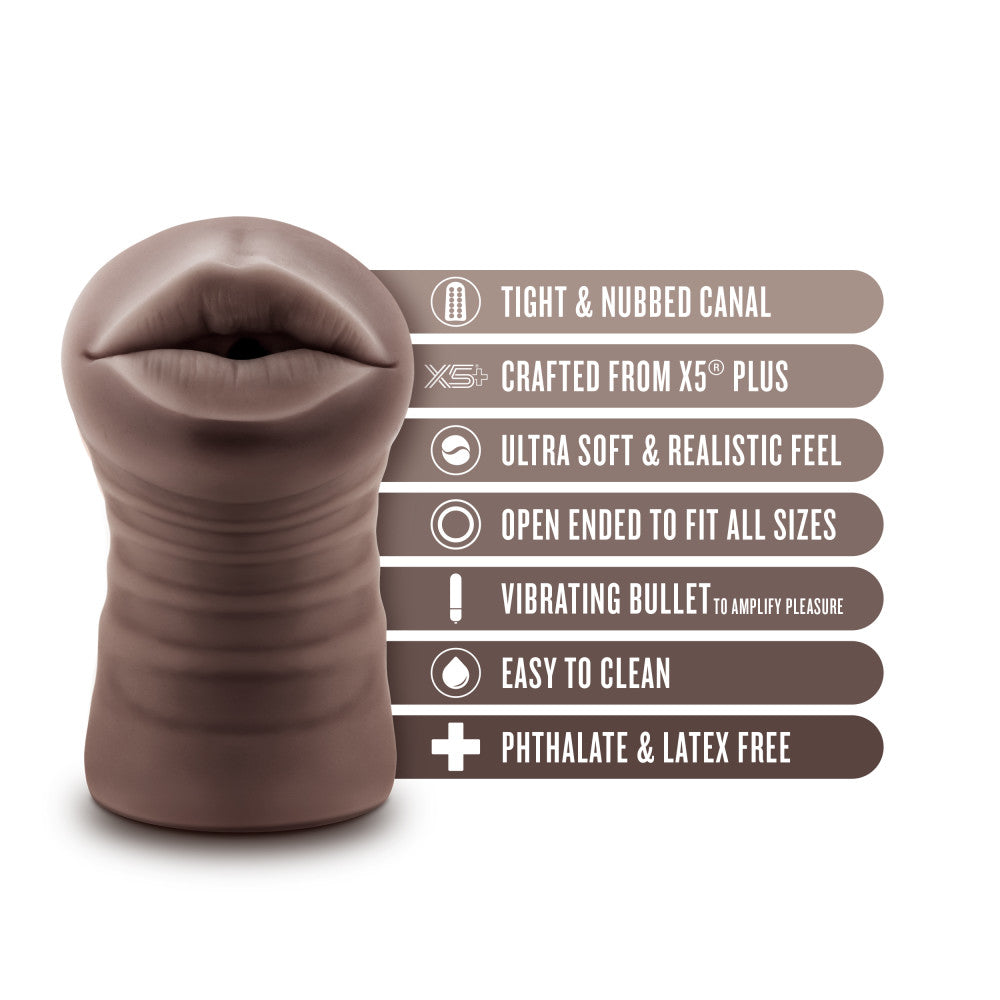 Brown male masturbator with a tight, nubbed canal, vibrating bullet, and lifelike X5® Plus material for intense sensations.
Keywords: male stroker, vibrating stroker, Krystal masturbator, tight canal stroker, vibrating bullet, X5® Plus material, open-ended masturbator, lifelike male toy, portable male stroker, realistic sensations, hybrid lube compatible, compact masturbator, AI-inspired sex toy