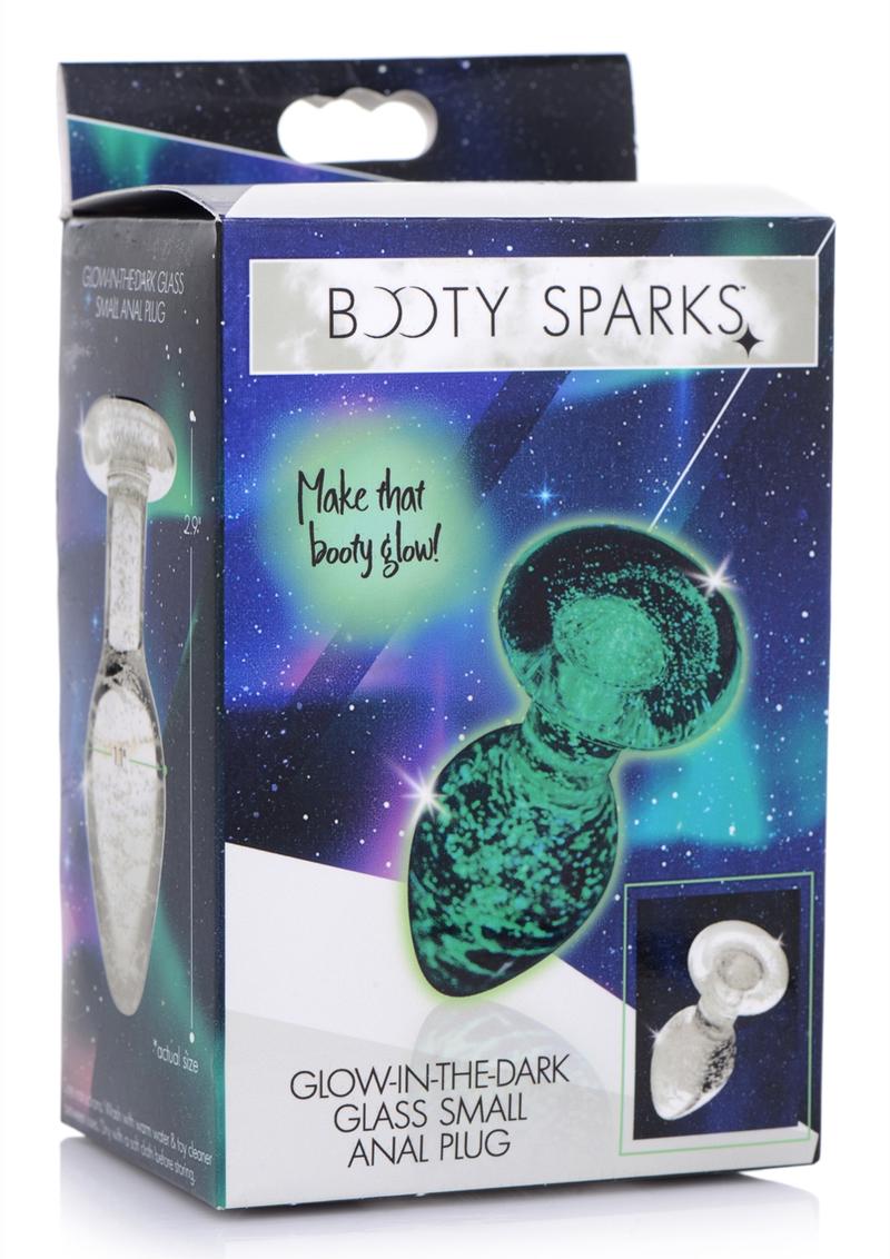 Booty Sparks Glow In The Dark Glass Anal Plug - Clear/Glow In The Dark - Small Glow-in-the-dark glass anal plug with swirl pattern, body-safe material, and temperature play compatibility.
glow-in-the-dark anal plug, borosilicate glass plug, Booty Sparks glass plug, temperature play anal toy, glowing butt plug, body-safe anal plug, small anal plug, medium anal plug, large anal plug, luminous glass toy, St. Patrick's Day anal plug