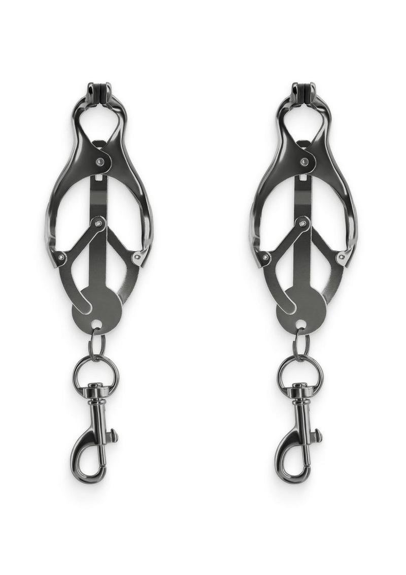 Bound Nipple Clamps C3 - Gray/Grey/Gun Metal/Metal Clover-shaped nipple clamps with pull-to-tighten design, nickel-free metal, and silicone tips for intense stimulation.
Keywords: clover nipple clamps, pull-tight nipple clamps, nickel-free BDSM clamps, intense nipple play, silicone-tipped clamps, advanced nipple clamps, BDSM accessories, rose gold clamps, gunmetal nipple clamps, luxury nipple play tools.