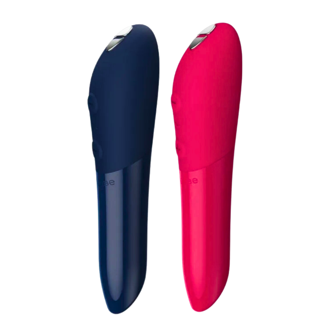 We-Vibe Tango X bullet vibrator in Cherry Red and Midnight Blue with 8 vibration modes, waterproof design, and ergonomic grip.
Keywords: bullet vibrator, powerful vibrations, clitoral stimulation, waterproof, USB rechargeable, travel lock, body-safe silicone, whisper quiet, Cherry Red, Midnight Blue, We-Vibe lube.