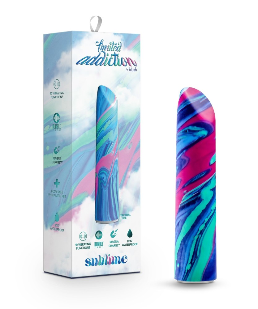 Limited Addiction Psyche Power Vibe, a colorful vibrator with 10 deep vibration modes, waterproof design, and magnetic USB charging, available in five vibrant shades.
Bullet, RumbleTech motor vibrator, waterproof vibrator, rechargeable satin-finish vibrator, multicolor pleasure vibe, 10 vibration modes, 5 speeds and patterns vibrator, phthalate-free vibrator, compact luxury vibe.