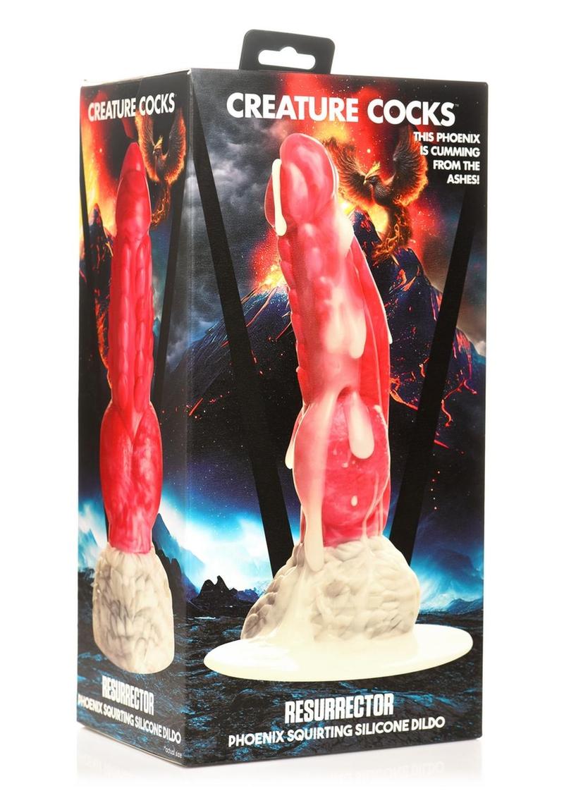Red and white phoenix squirting dildo with textured shaft, knotted base, suction cup, and a syringe for explosive fluid play.
phoenix squirting dildo, fantasy dildo, mythical dildo, squirting silicone dildo, knotted dildo, suction cup dildo, strap-on compatible dildo, premium body-safe silicone, textured fantasy dildo, Resurrector Phoenix sex toy