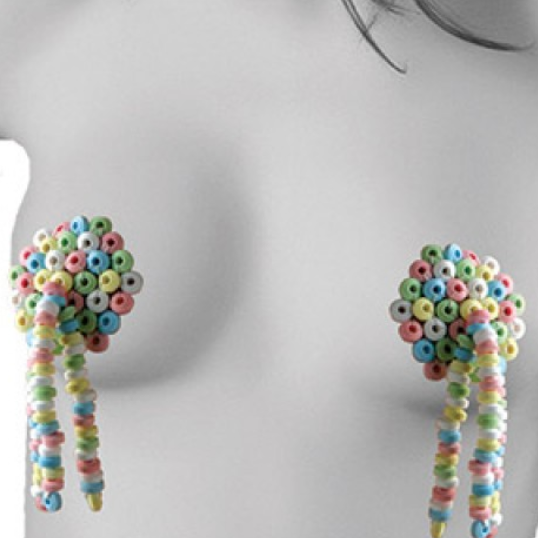 Candy Nipple Tassels, multi-flavored edible tassels for playful strip teases.
edible nipple tassels, multi-flavored tassels, sexy edible accessories, strip tease nipple tassels, candy nipple covers, sweet bedroom accessories, playful edible tassels, reusable nipple tassels, novelty edible products.