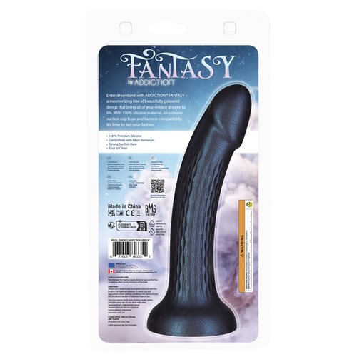Iridescent blue and green silicone dildo with a wavy texture, curved shaft, and suction cup base for G-spot stimulation and harness play. Keywords: iridescent dildo, wavy texture dildo, Addiction Siren dildo, G-spot dildo, suction cup dildo, harness-compatible dildo, premium silicone dildo, waterproof dildo, fantasy dildo, shimmering dildo.