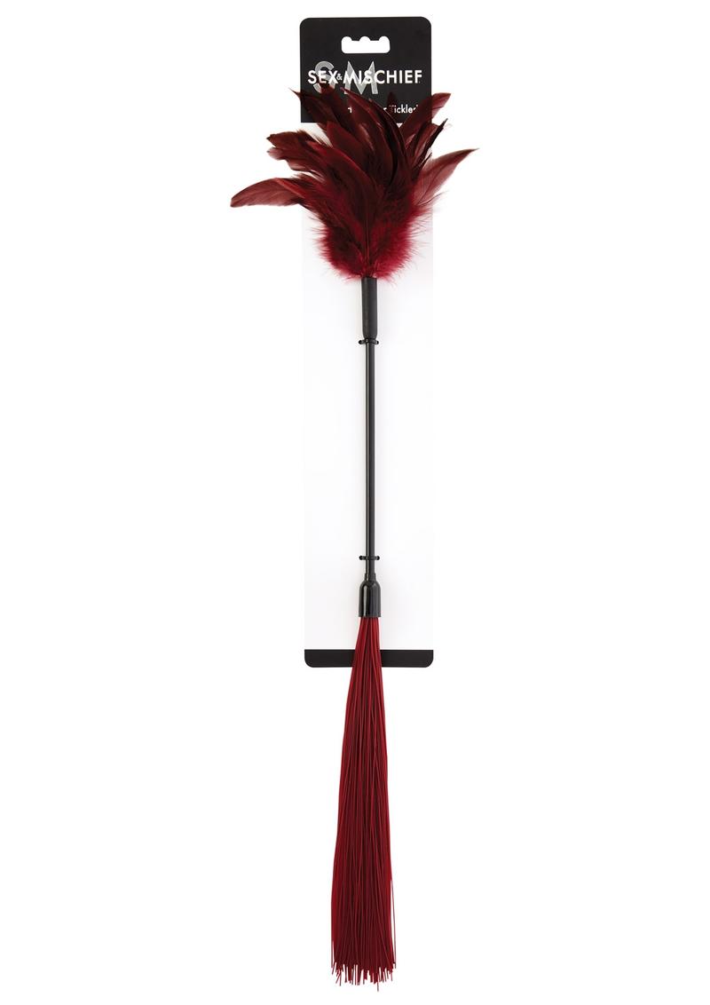 keywords feather tickler BDSM, dual-action tickler, silicone strands tickler, teasing and spanking tool, foreplay accessories, feather spanking tickler, sensual tickling toy, BDSM tickler for beginners, enchanted tickler, tickler with activity guide.
