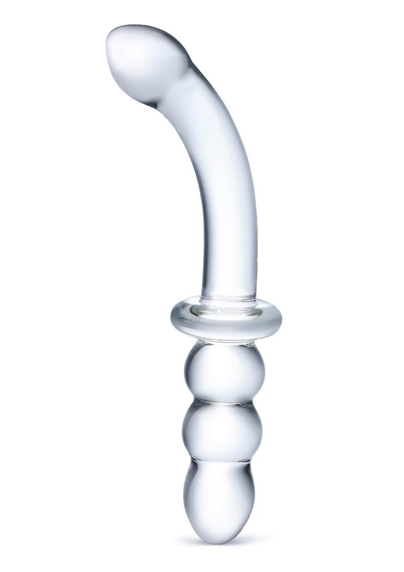 Glas Ribbed G-Spot Glass Dildo - Clear - 8in
double-ended glass dildo, G-spot glass dildo, anal bead dildo, borosilicate glass massager, ribbed glass dildo, temperature play toy, hypoallergenic glass dildo, fracture-resistant glass toy, lightweight glass dildo, elegant glass toy