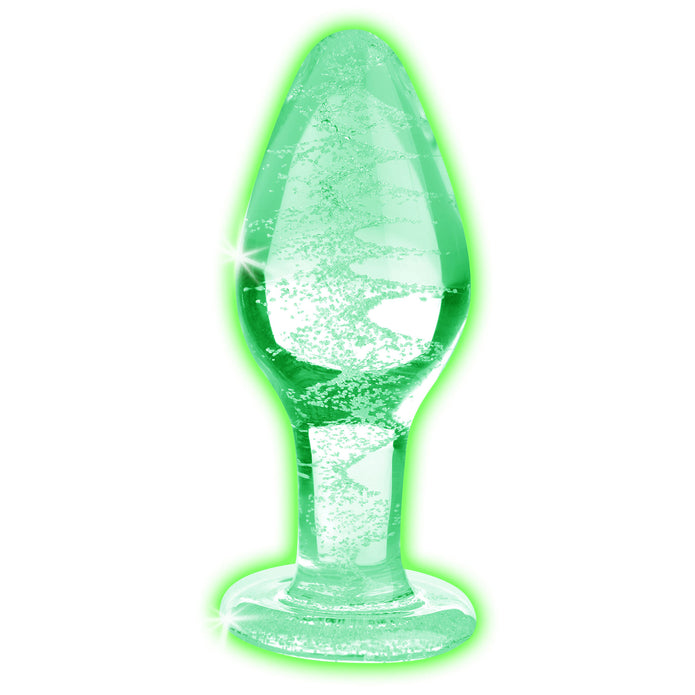 Glow-in-the-dark glass anal plug with swirl pattern, body-safe material, and temperature play compatibility.
glow-in-the-dark anal plug, borosilicate glass plug, Booty Sparks glass plug, temperature play anal toy, glowing butt plug, body-safe anal plug, small anal plug, medium anal plug, large anal plug, luminous glass toy, St. Patrick's Day anal plug