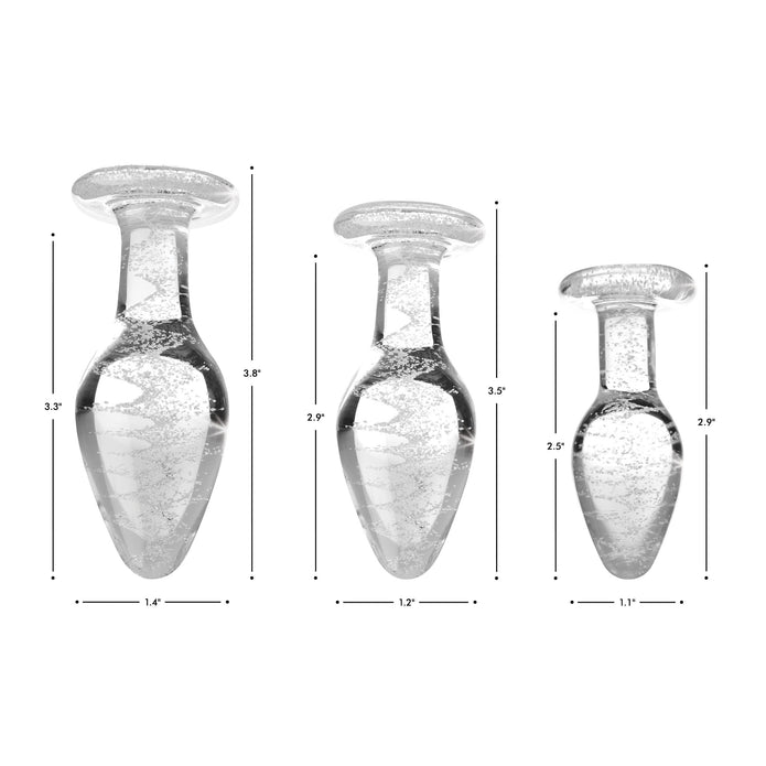 Glow-in-the-dark glass anal plug with swirl pattern, body-safe material, and temperature play compatibility.
glow-in-the-dark anal plug, borosilicate glass plug, Booty Sparks glass plug, temperature play anal toy, glowing butt plug, body-safe anal plug, small anal plug, medium anal plug, large anal plug, luminous glass toy, St. Patrick's Day anal plug