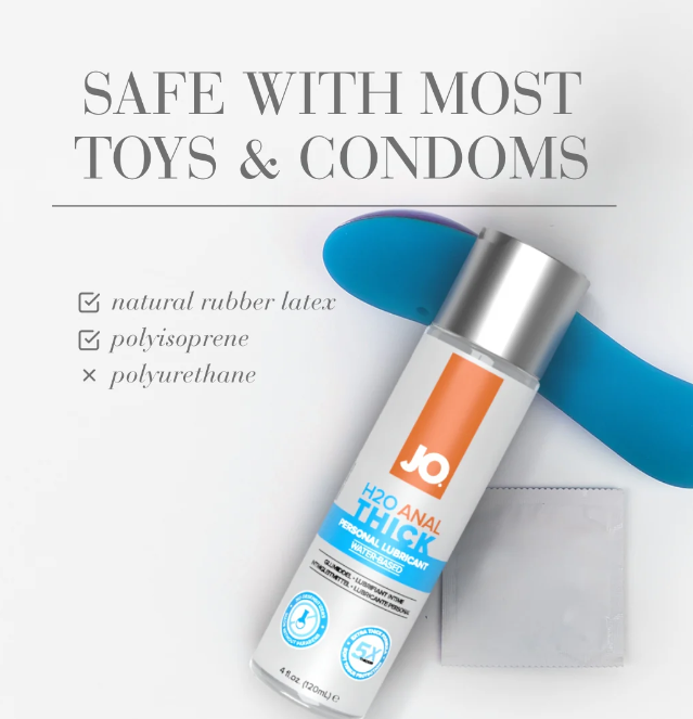 h2o anal thick safe with most condoms and toys not safe on polyurethane