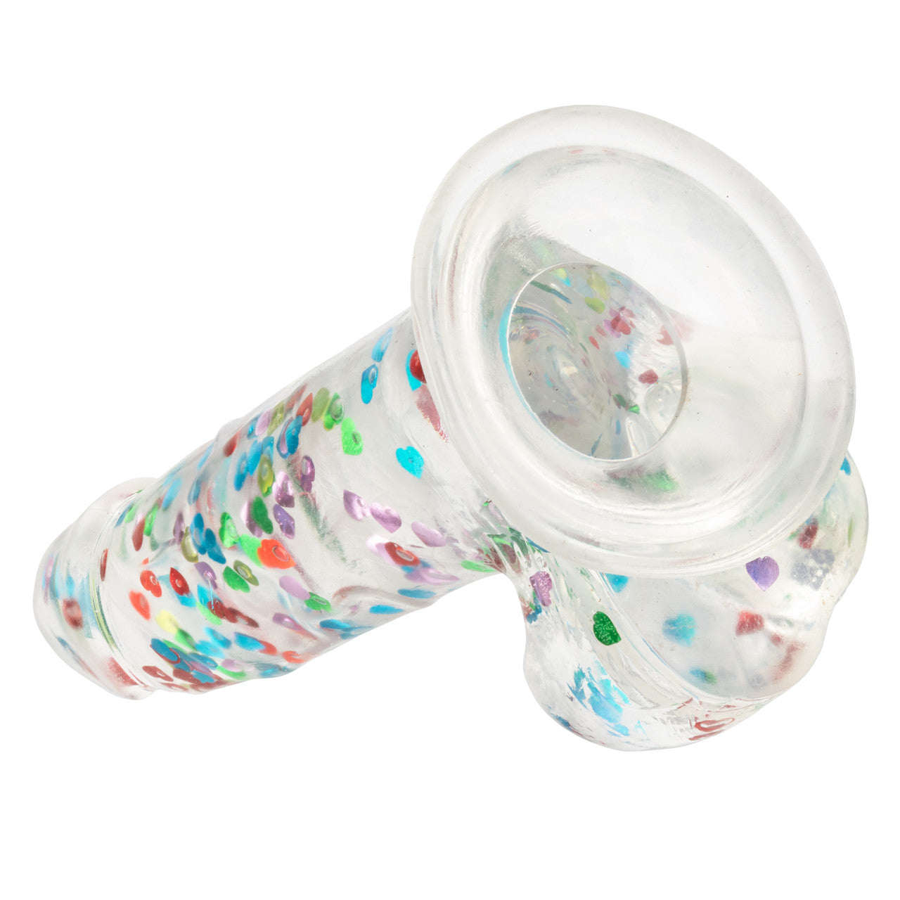 Naughty Bits™ I Love Dick Heart Filled Dong with sparkling heart confetti, suction cup base, and life-like design.
heart confetti dildo, life-like suction cup dong, harness-compatible dildo, TPR material sex toy, waterproof dildo, realistic dong, playful stylish dildo, compact 6-inch dildo, sparkling heart-filled dong