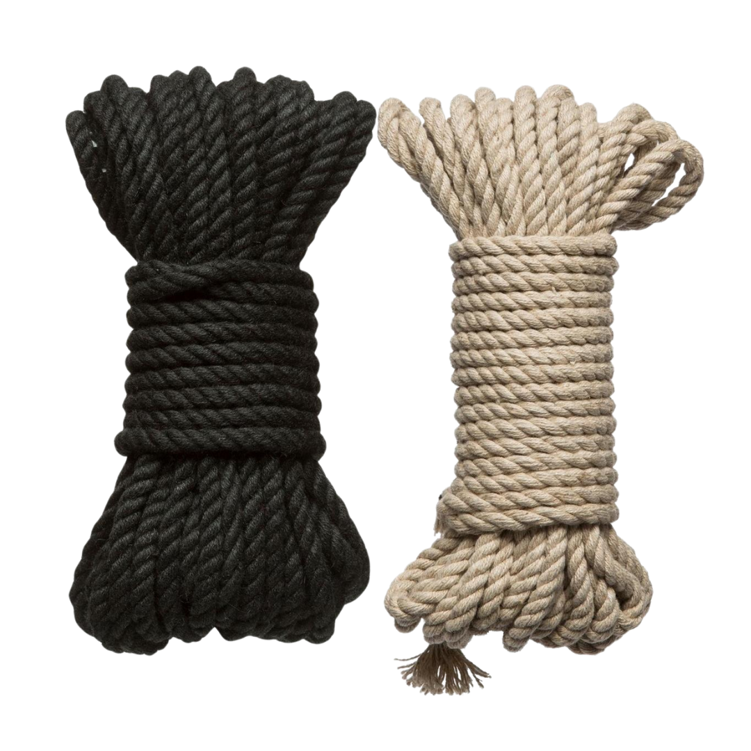 Merci Hogtied Bind & Tie Hemp Bondage Rope, 30-foot, 6mm natural hemp rope, reinforced ends, and soft fibers for Shibari and rope play.
hemp bondage rope, Shibari rope, natural hemp rope, bondage restraint rope, 30-foot hemp rope, 6mm rope for play, soft hemp rope, reinforced hemp rope, rope for beginners, eco-friendly rope.
