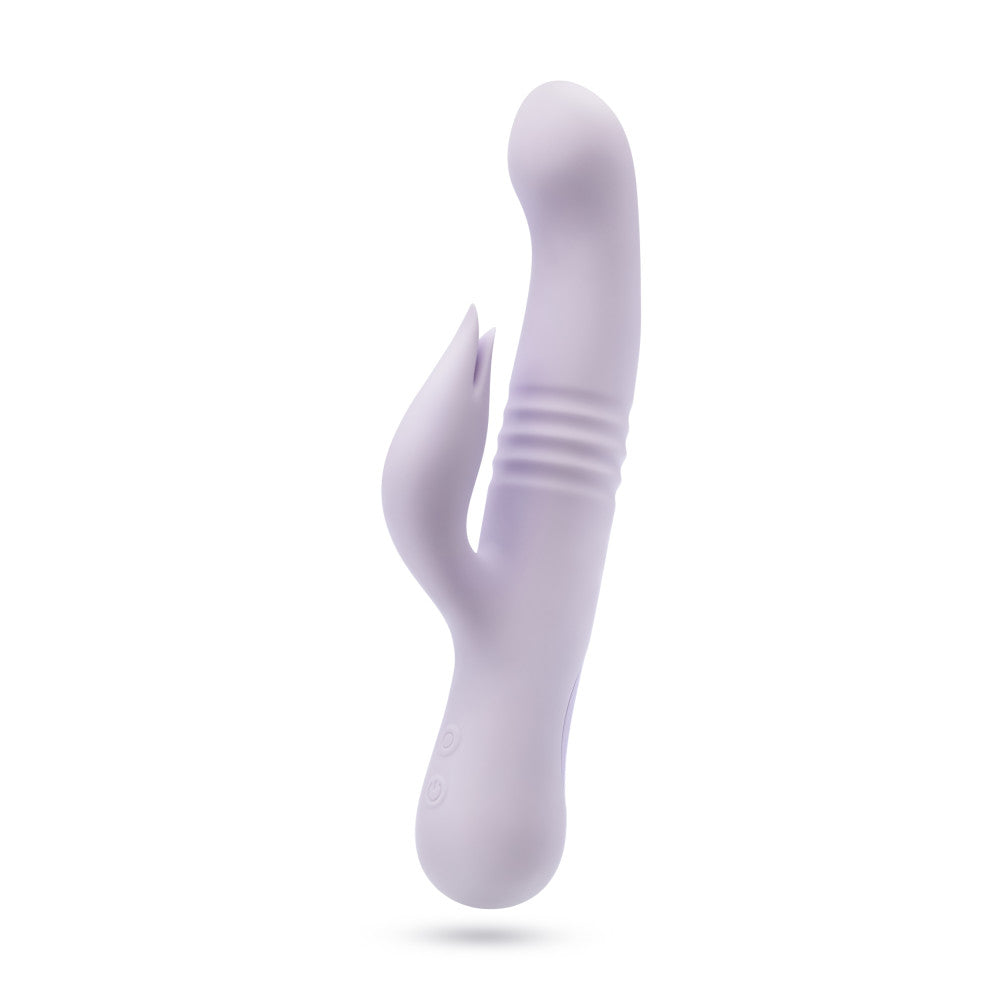 Lavender rabbit vibrator with thrusting vibrations, dual stimulation, and waterproof silicone design for G-spot and clitoral pleasure.
Keywords: rabbit vibrator, Rylee vibrator, thrusting vibrator, G-spot vibrator, clitoral stimulation, dual-stimulation vibrator, waterproof vibrator, USB rechargeable, platinum-cured silicone, soft silicone vibrator, 9.25-inch vibrator, satin smooth, body-safe vibrator