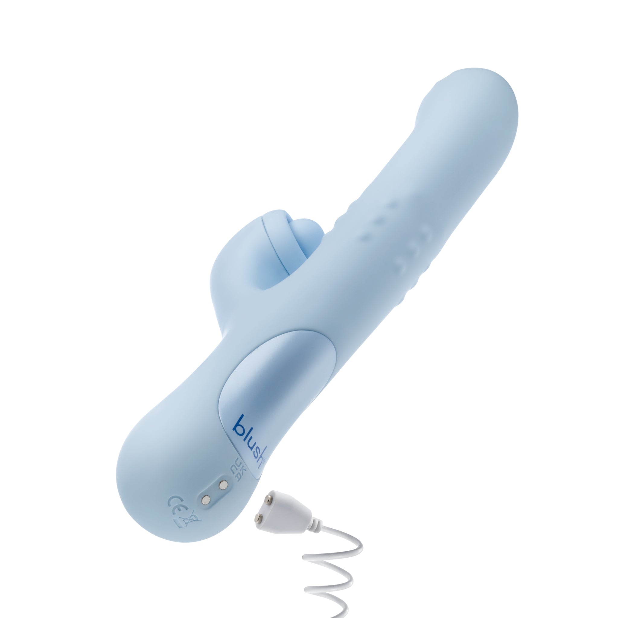 Blue dual-stimulation rabbit vibrator with sliding beads, come-hither motion, and clitoral massaging ball for waterproof play.
Keywords: rabbit vibrator, Devin vibrator, G-spot vibrator, clitoral stimulation, dual-stimulation, sliding beads vibrator, come-hither motion, waterproof vibrator, USB rechargeable, soft silicone, body-safe, 9.25-inch vibrator, massaging beads, clitoral thumper