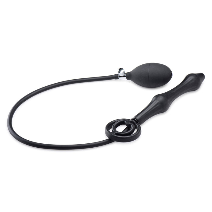 Black inflatable silicone anal plug with attached cock and ball ring, featuring rattling balls, a hand pump, and silky smooth, body-safe silicone material.
inflatable anal plug with cock ring, silicone anal plug with rattling balls, adjustable anal plug, cock and ball ring combo toy, anal and erection enhancer, phthalate-free anal plug, customizable inflatable anal toy, black silicone anal toy.