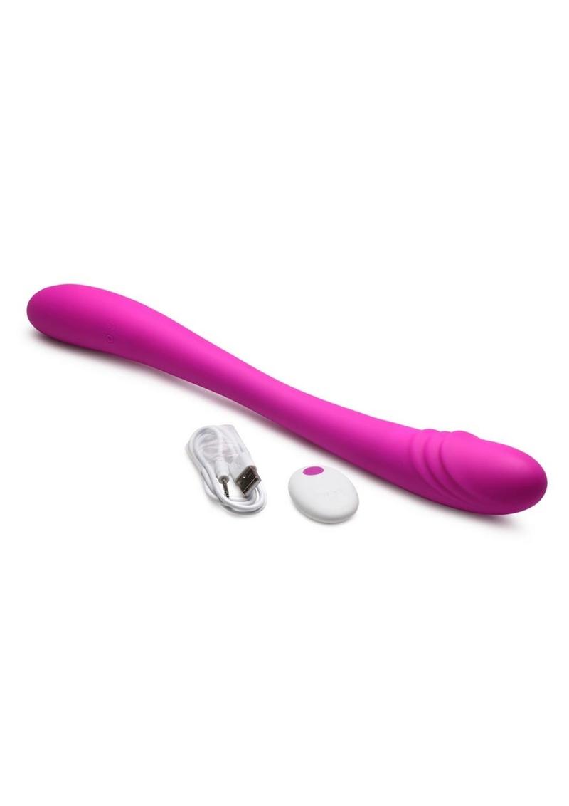 Inmi 7x Double Down Rechargeable Silicone Double Dildo with Remote Control - Purple Purple or Pink silicone double dildo with bendable shaft, textured dual ends, and remote-controlled vibrations for double penetration or partnered fun.
vibrating double dildo, silicone double-ended dildo, bendable double dildo, Purple double dildo, Pink double dildo, remote-controlled vibrator, premium silicone dildo, double penetration dildo, waterproof double dildo, ribbed textured dildo