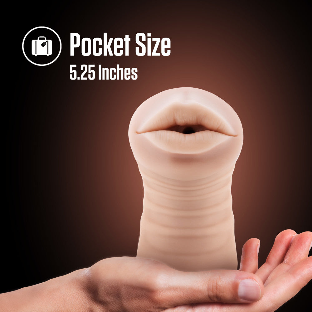 Beige male masturbator with a tight, nubbed canal, vibrating bullet, and ultra-soft X5® Plus material for realistic oral sensations.
male stroker, Nicole masturbator, vibrating stroker, tight canal, vibrating bullet, X5® Plus material, open-ended design, lifelike male toy, realistic sensations, compact masturbator, lube compatible, AI-inspired sex toy, portable stroker