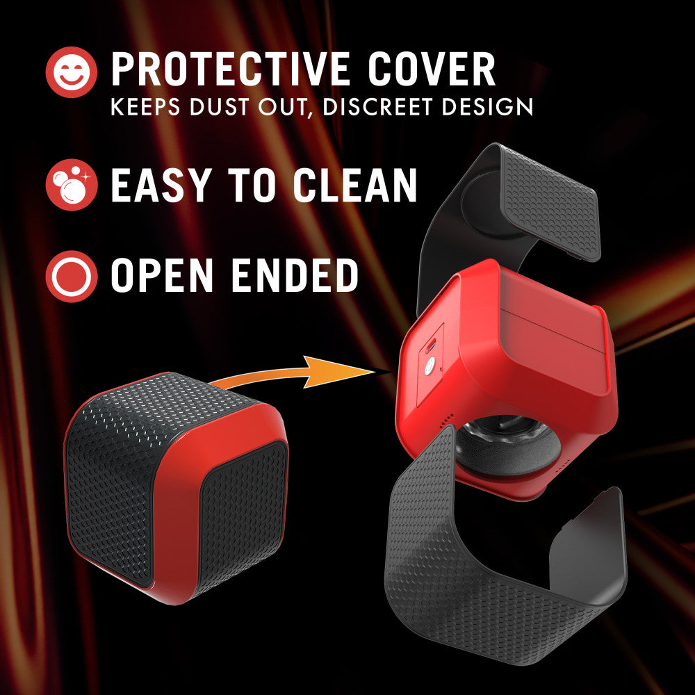Red and black automatic stroker with 360° rotation, 7 stroking modes, and a soft textured open-ended chamber for all sizes.
Keywords: automatic stroker, 360° rotation stroker, M for Men Slambox, soft inner chamber, male masturbator, USB rechargeable, open-ended stroker, red stroker, 7 stroking modes, body-safe stroker, realistic feel, men’s pleasure toy