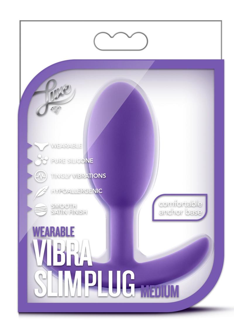 Luxe Wearable Vibra Slim Plug: Silent, battery-free vibrations with a sleek, tapered design. Made from body-safe Puria™ silicone for comfort and easy cleaning.