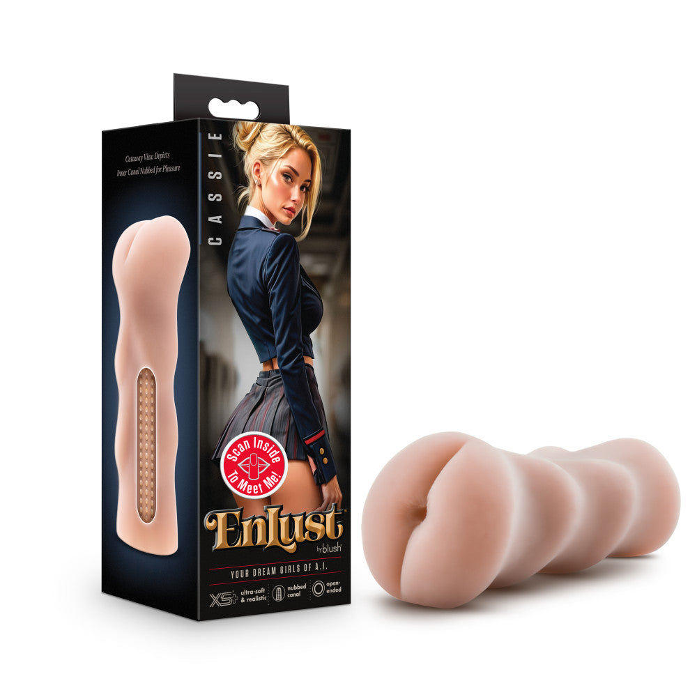 Beige male stroker with a tight, ribbed canal and ultra-soft X5® Plus material, designed for a realistic anal feel.
Keywords: male stroker, Cassie masturbator, tight canal stroker, ribbed canal, X5® Plus material, realistic anal feel, open-ended design, lifelike male toy, compact masturbator, lube compatible, AI-inspired sex toy, portable stroker