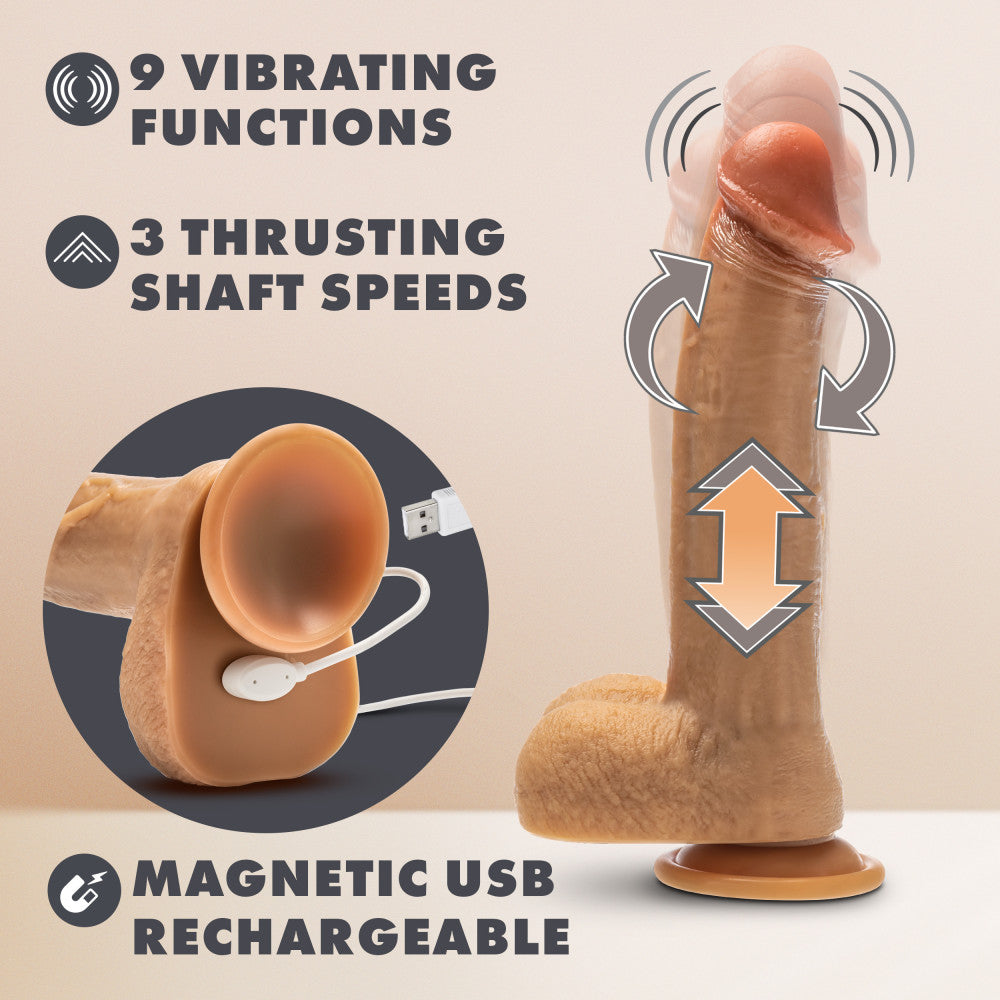 Dr. Phillips 9 Inch Vibrating And Thrusting Dildo – Soft Liquid Silicone Realistic Penis With Wireless Remote Control ♥ Dr. Skin Silicone By Blush®