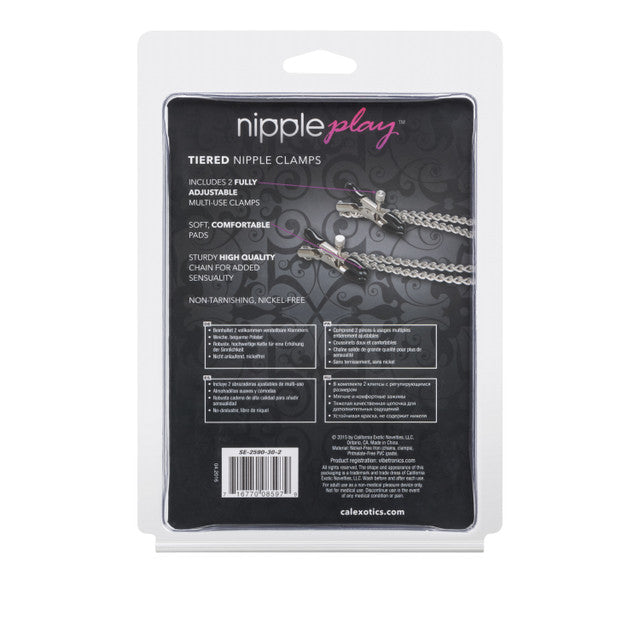nipple clamps, adjustable nipple clamps, nickel-free nipple clamps, PVC padded clamps, bondage nipple play, fetish nipple jewelry, California Exotic Nipple Play