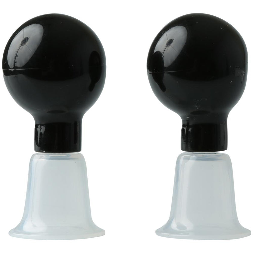 Sportsheets Sex and Mischief Nipple Suckers with flanged base, squeezable bulbs, and durable materials for heightened nipple sensitivity.