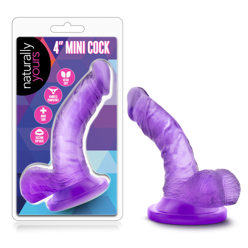 4 Inch Dildo with Balls and Realistic Curved G-Spot & Suction Cup Base | Naturally Yours By Blush®