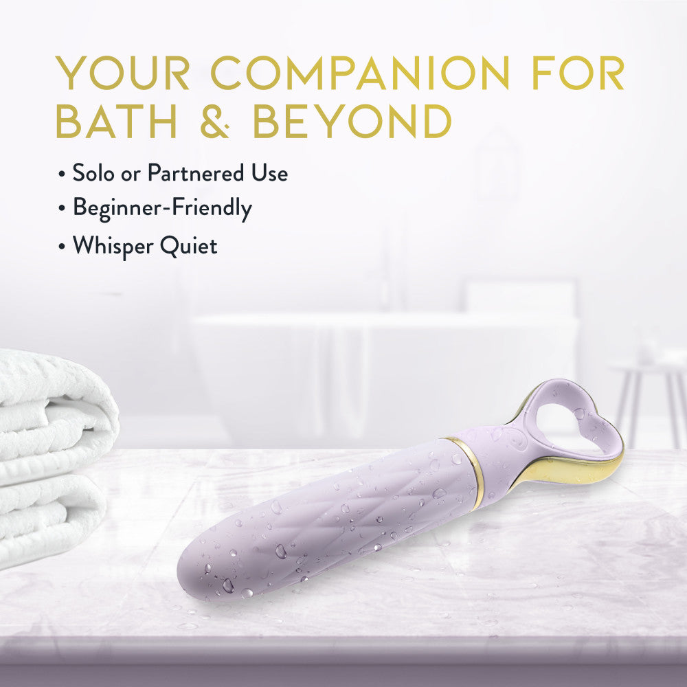A chic, heart-shaped vibrator with 10 vibration modes, a tapered tip, and a gold-accented handle. Made from soft silicone, it’s splashproof, USB rechargeable, and compact for travel.
Keywords: Delice vibrator, heart-shaped handle, chic vibrator, Puria silicone, UltraSilk finish, splashproof vibrator, USB rechargeable, travel-friendly vibrator, 10 vibration modes, compact vibrator, body-safe silicone, giftable vibrator
