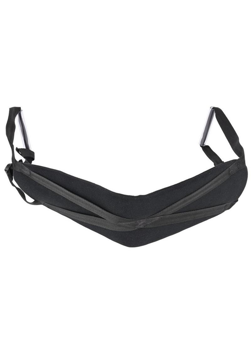 Adjustable doggie-style strap with padded support, ergonomic handles, and a crossed-strap design for enhanced intimacy. Keywords: doggie-style strap, Pivot Deluxe strap, adjustable intimacy strap, padded doggie strap, ergonomic sex strap, BDSM support strap, comfort doggie strap, couples sex tool, enhanced penetration strap, bondage strap with handles.