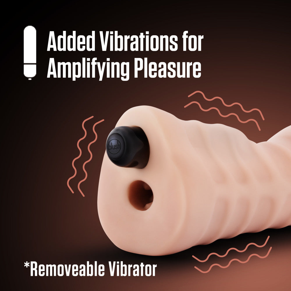 Beige male masturbator with a tight, nubbed canal, vibrating bullet, and ultra-soft X5® Plus material for realistic oral sensations.
male stroker, Nicole masturbator, vibrating stroker, tight canal, vibrating bullet, X5® Plus material, open-ended design, lifelike male toy, realistic sensations, compact masturbator, lube compatible, AI-inspired sex toy, portable stroker