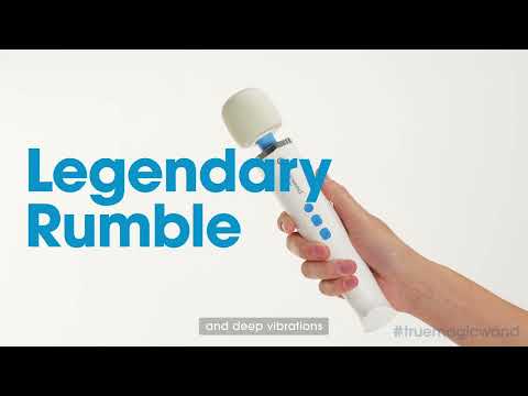 Magic Wand Mini rechargeable wand massager with deep vibrations, flexible neck, soft silicone head, cordless design, and three intensity settings.