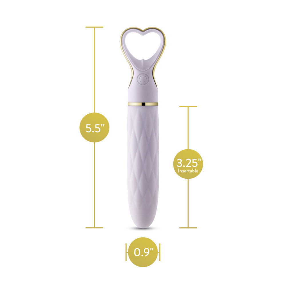 A chic, heart-shaped vibrator with 10 vibration modes, a tapered tip, and a gold-accented handle. Made from soft silicone, it’s splashproof, USB rechargeable, and compact for travel.
Keywords: Delice vibrator, heart-shaped handle, chic vibrator, Puria silicone, UltraSilk finish, splashproof vibrator, USB rechargeable, travel-friendly vibrator, 10 vibration modes, compact vibrator, body-safe silicone, giftable vibrator