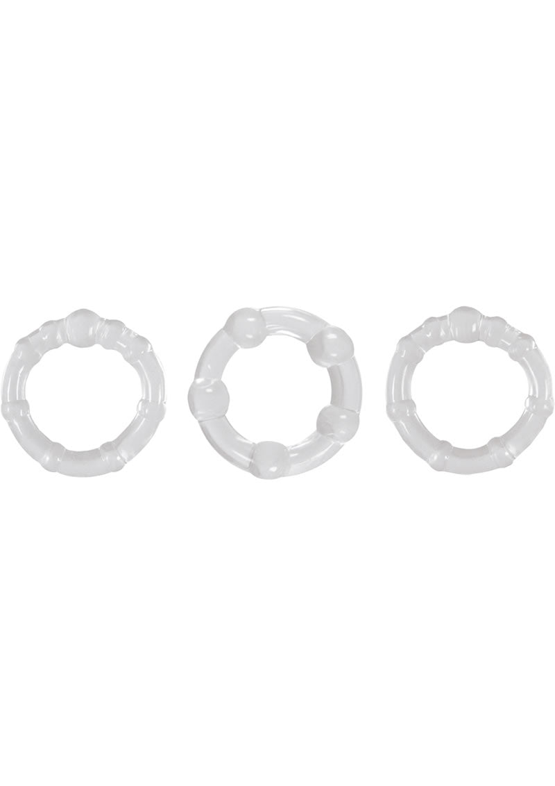 Three-piece clear TPE cock ring set for enhanced pleasure and prolonged sensations, body-safe and stretchy.
three-piece cock ring set, stretchy TPE cock rings, body-safe rings, prolonged pleasure rings, performance enhancement rings, clear cock rings, affordable cock ring set, silicone-safe cock rings, Intensity Rings, super stretchy cock rings, small medium large rings, easy-to-clean rings.