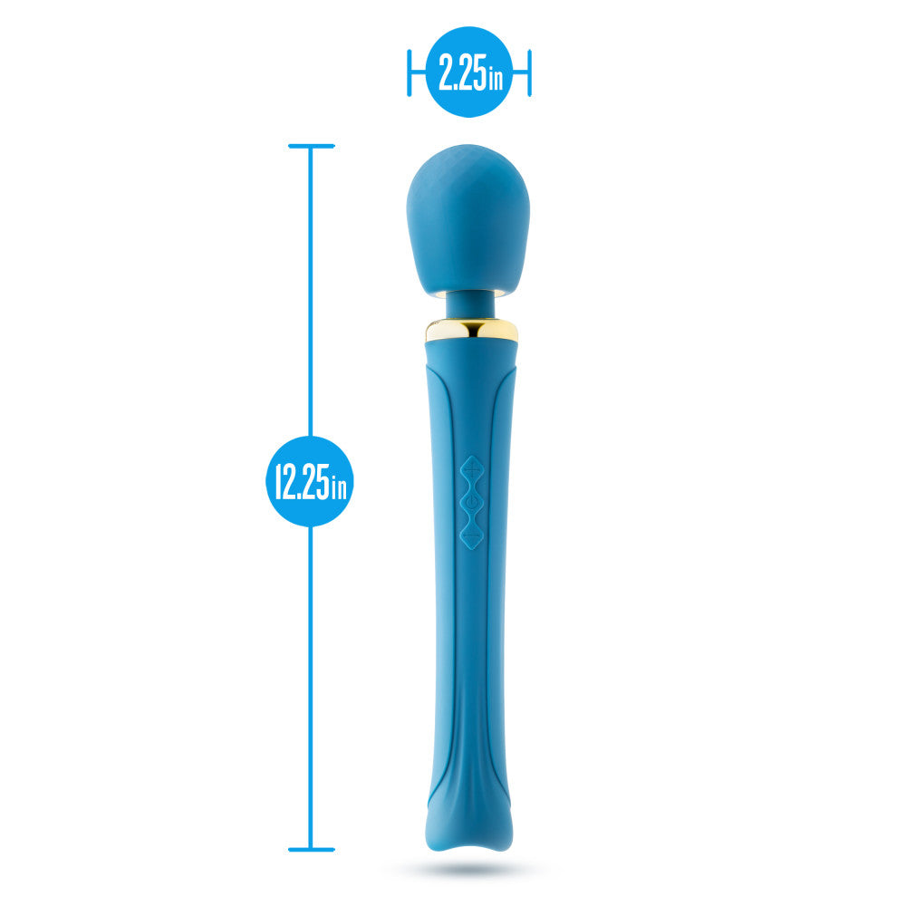 Teal wand massager with flexible silicone head, 20 RumboTech™ vibration modes, and waterproof design for full-body relaxation.
Keywords: wand massager, Dianna wand, RumboTech wand, personal massager, flexible head, waterproof wand, USB rechargeable, 20 vibration modes, body-safe silicone, satin smooth, self-care massager, luxury massager, full-body wand