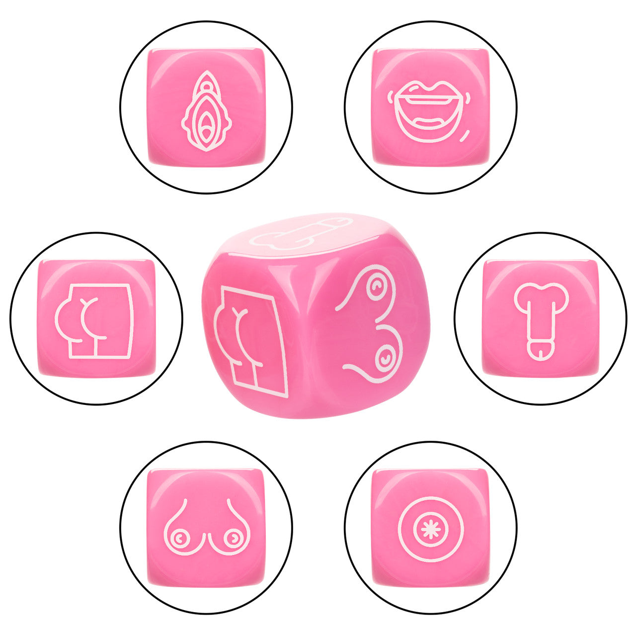 Naughty Bits® Roll With It™ Sex Dice Game with three acrylic dice for playful, seductive fun in the bedroom.
sex dice game, couples dice game, playful bedroom game, seductive dice set, acrylic sex dice, Naughty Bits collection, fun couples game, kinky dice game, bedroom play ideas
