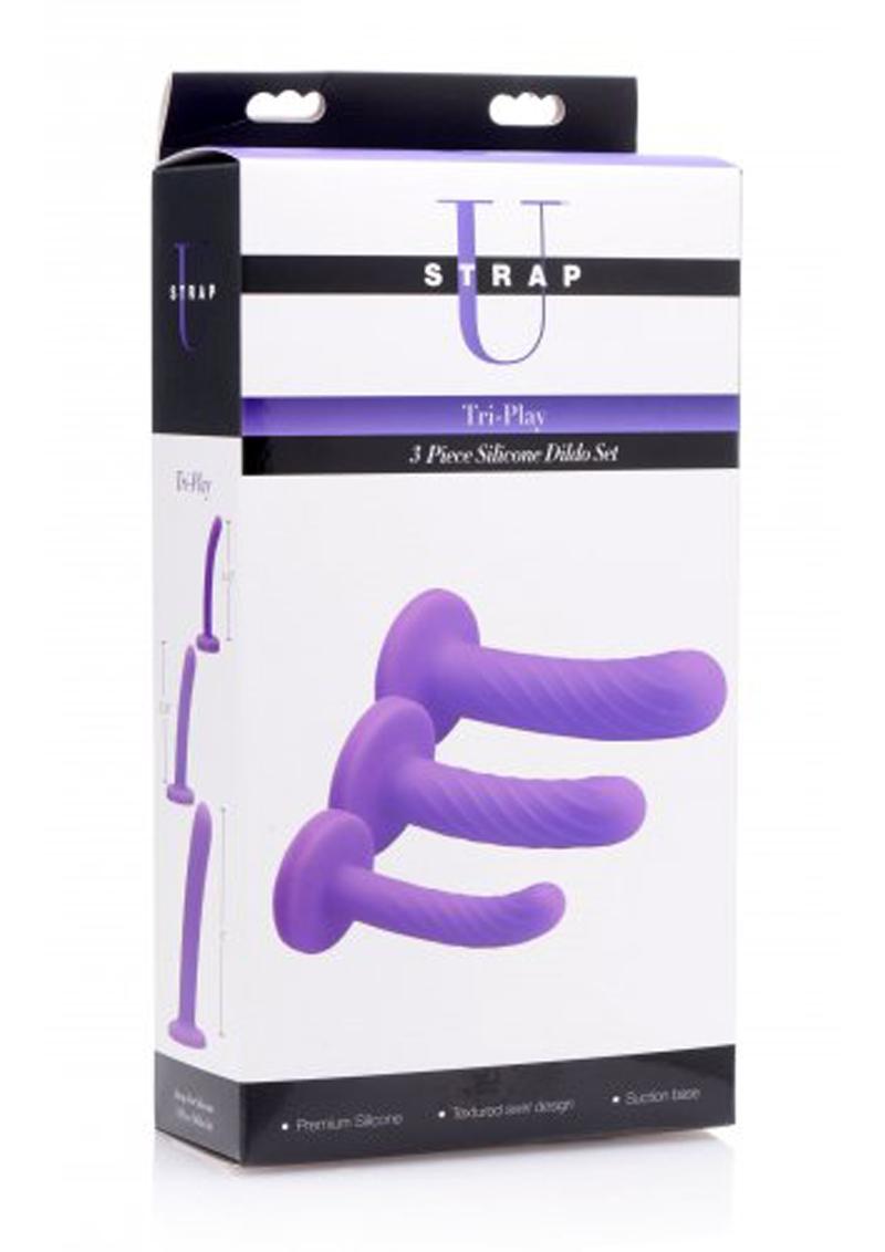 silicone dildo set, beginner dildos, progressive dildo sizes, G-spot stimulation dildo, P-spot dildo, anal training set, vaginal training toys, suction cup dildos, purple dildos, ridged silicone dildos, body-safe sex toys, non-porous silicone dildos, smooth dildo set, strap-on compatible dildos, textured sex toys, curved dildos for pleasure, three-piece dildo set, graduated dildo sizes, anal and vaginal dildos, suction base dildos, easy-to-clean sex toys, silicone G-spot dildos, dildo set with suction cups,