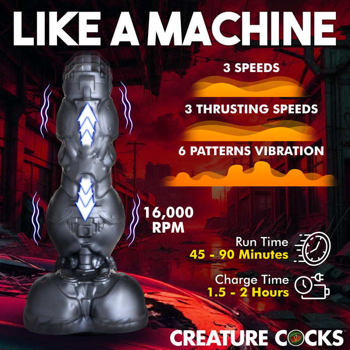 Thrusting and vibrating silicone dildo with suction cup and harness compatibility.
thrusting dildo, vibrating dildo, cyborg dildo, premium silicone dildo, waterproof dildo, harness-compatible dildo, suction cup dildo, rechargeable dildo, futuristic sex toy, advanced vibrating dildo