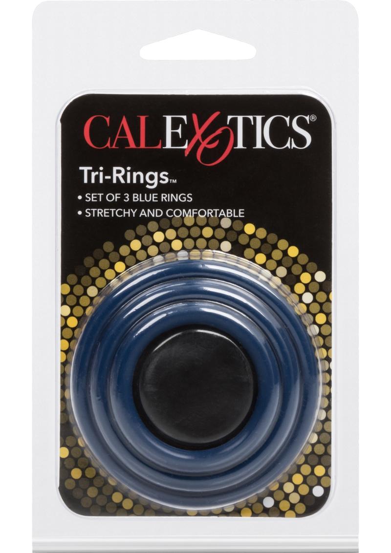 Tri Rings Cock Ring - Blue - 3 Piece Set/Set Tri-Rings Multi-Purpose Rubber Set, black, blue, red, vanilla, glow-in-the-dark white, 3 sizes, waterproof, phthalate-free.
multi-purpose rubber rings, erection enhancers, stamina support rings, glow-in-the-dark cock rings, flexible rubber rings, phthalate-free erection rings, waterproof penis rings, reusable cock rings, couples play accessories.