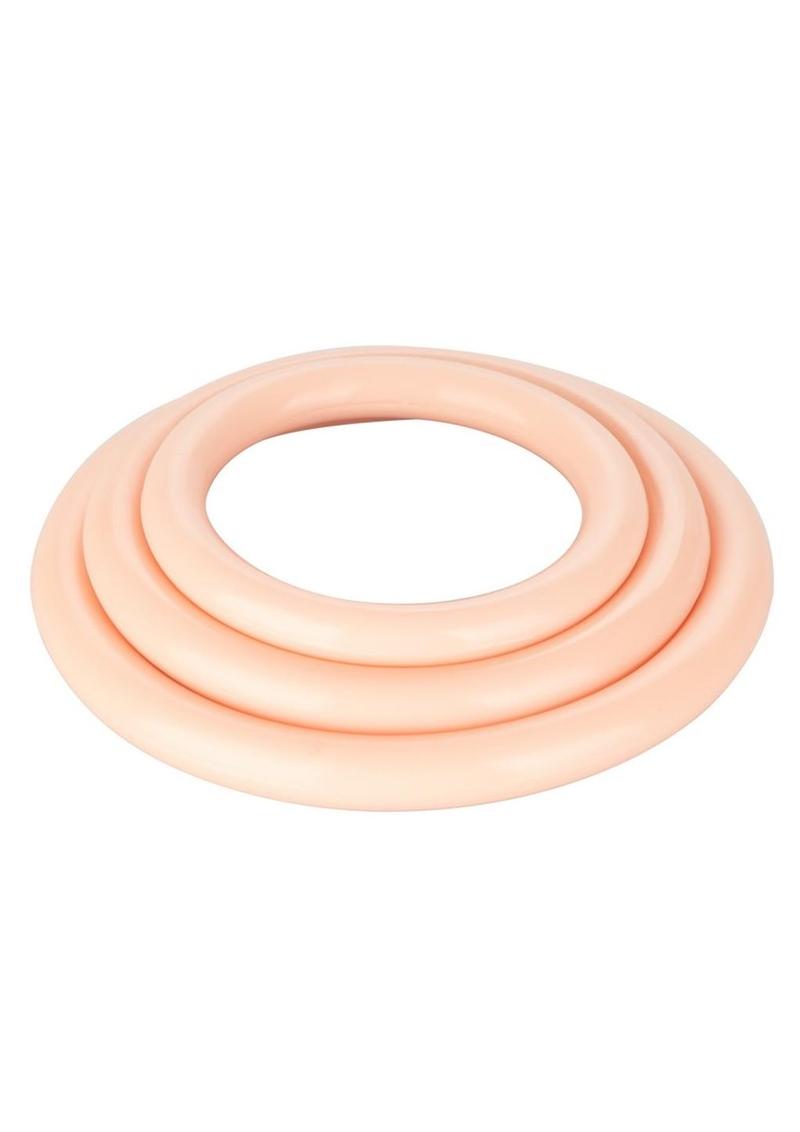 Tri Rings Cock Ring - Vanilla - 3 Piece Set/Set