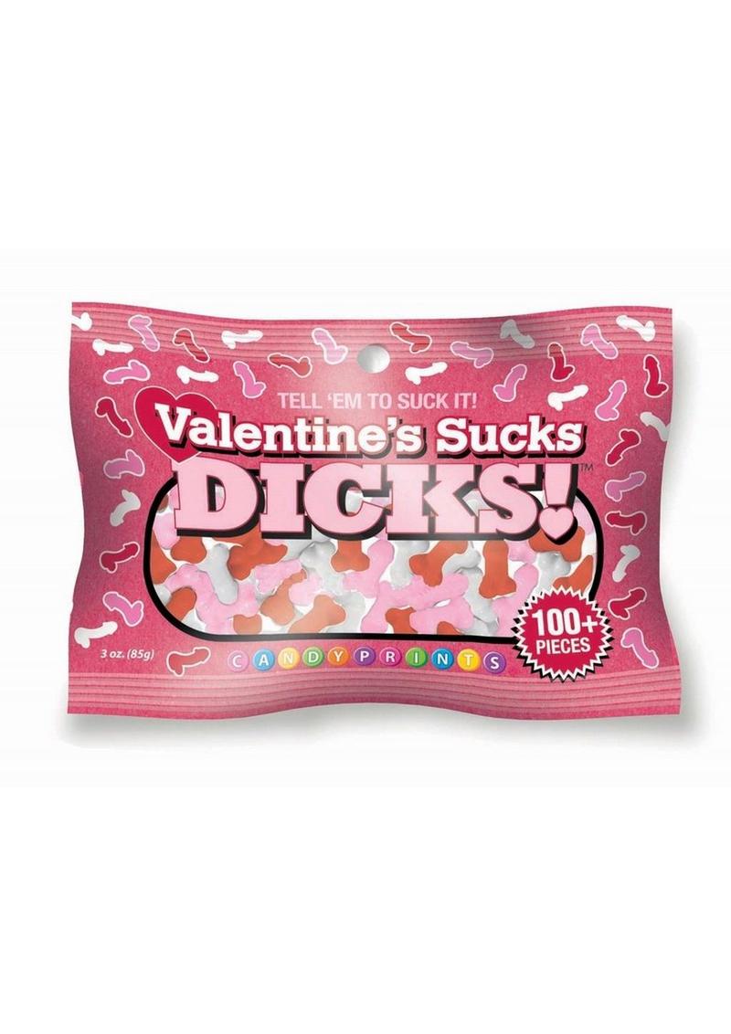 3oz bag of Valentine’s Sucks DICKS! candy with 100+ funny, cheeky pieces, perfect for anti-Valentine’s Day fun.
Valentine’s Sucks DICKS candy, anti-Valentine’s Day candy, gag gift candy, funny Valentine’s candy, cheeky candy treats, sarcastic Valentine’s candy, 3oz candy bag, candyprints Valentine’s.